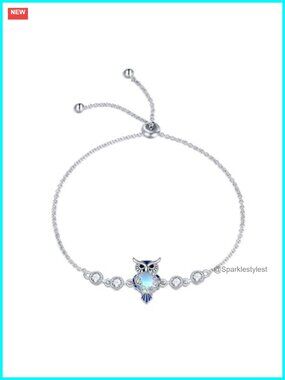 Sterling Silver Owl Link Bracelet Adjustable Chain Women's Jewelry Gift